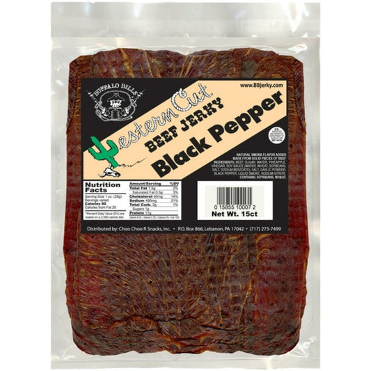 Buffalo Bill's Western Cut Black Pepper Beef Jerky 18oz- 15ct