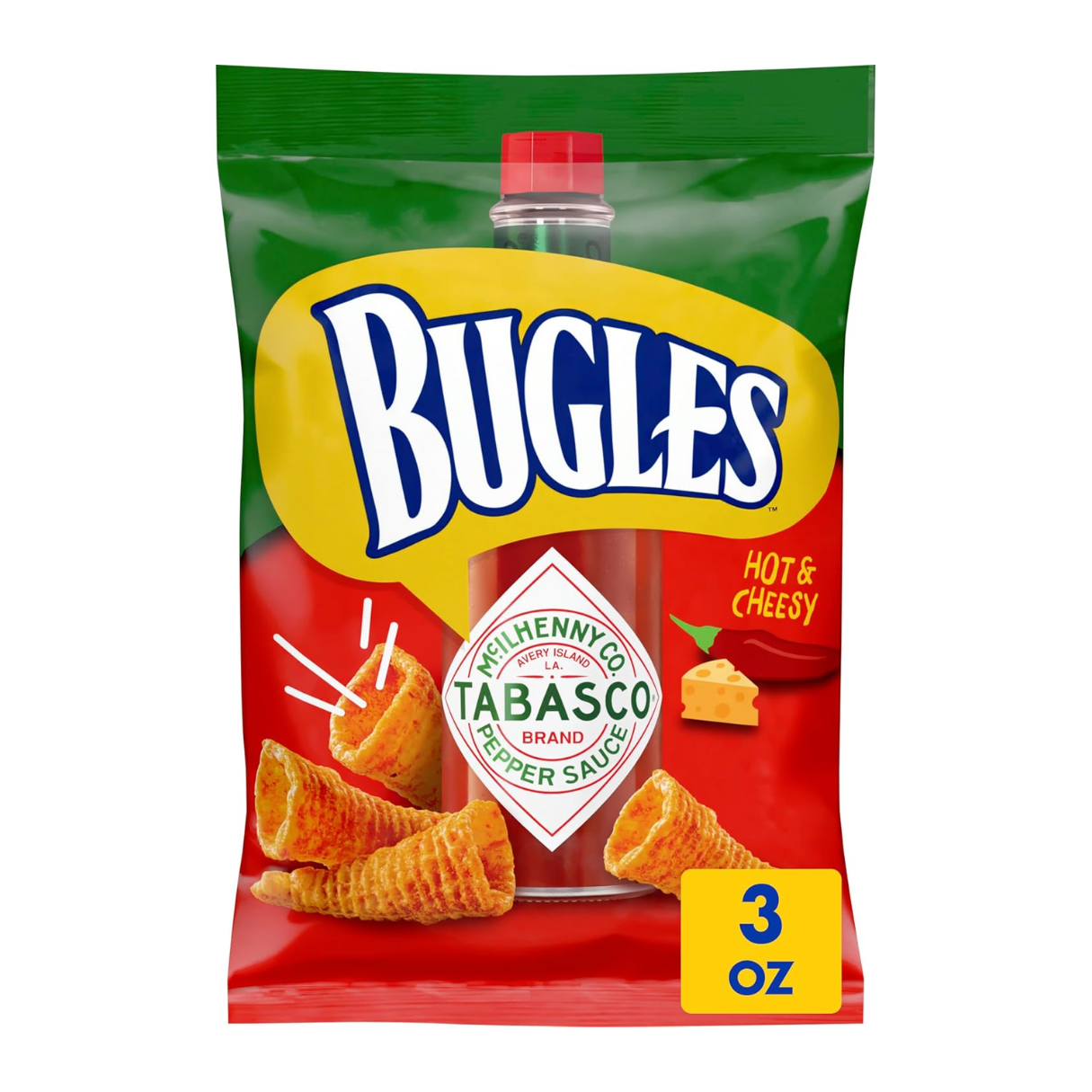 Bugles Tabasco Crispy Corn Snacks 3oz - 6ct