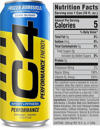 C4 Performance Energy Carbonated Frozen Bombsicle 16oz - 12ct