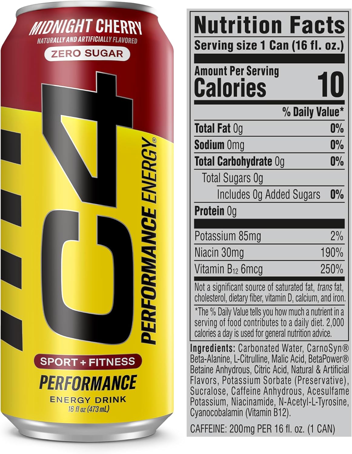 C4 Performance Energy Carbonated Midnight Cherry 16oz - 12ct