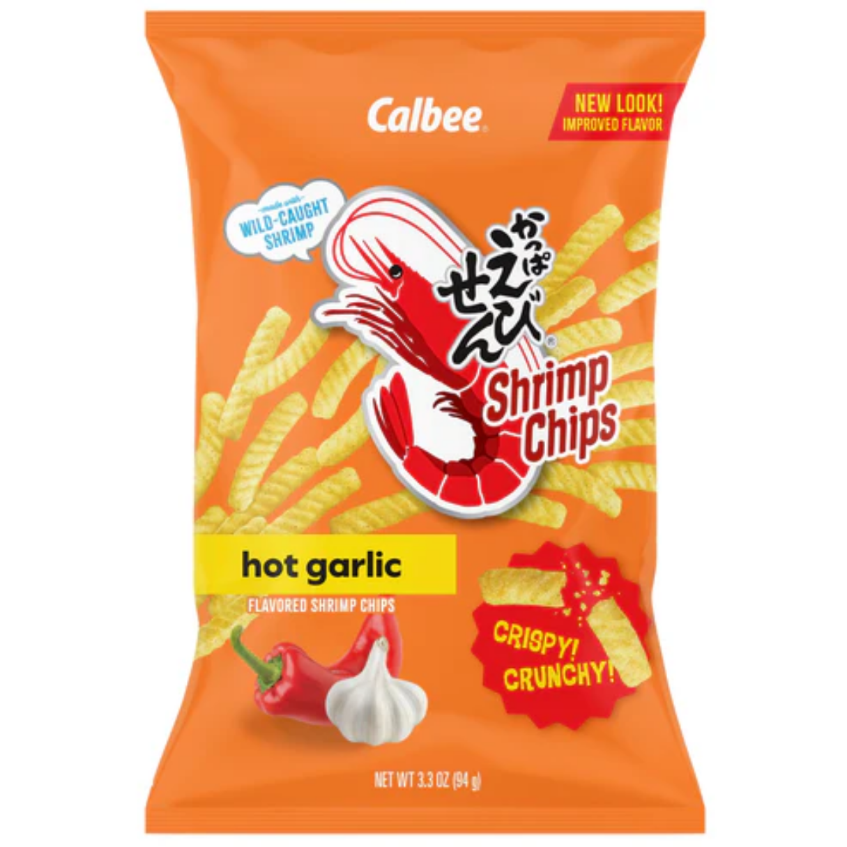 Calbee Hot Garlic Shrimp Chips - 3.3oz 6ct