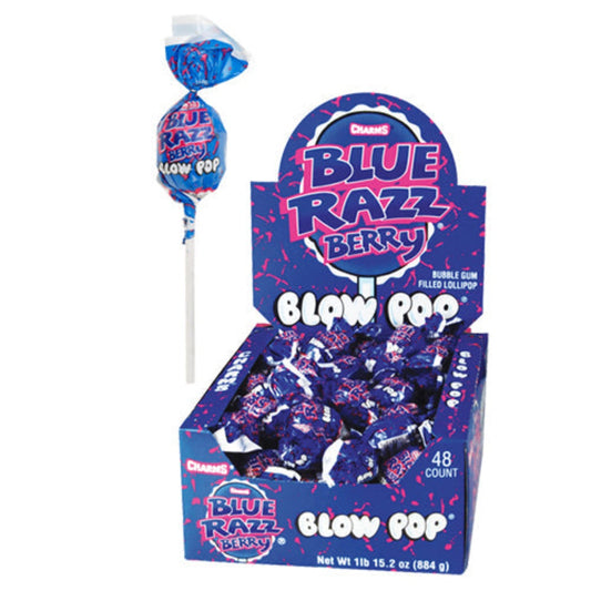 Charms Blow Pop Lollipops Blue Raspberry - 48ct