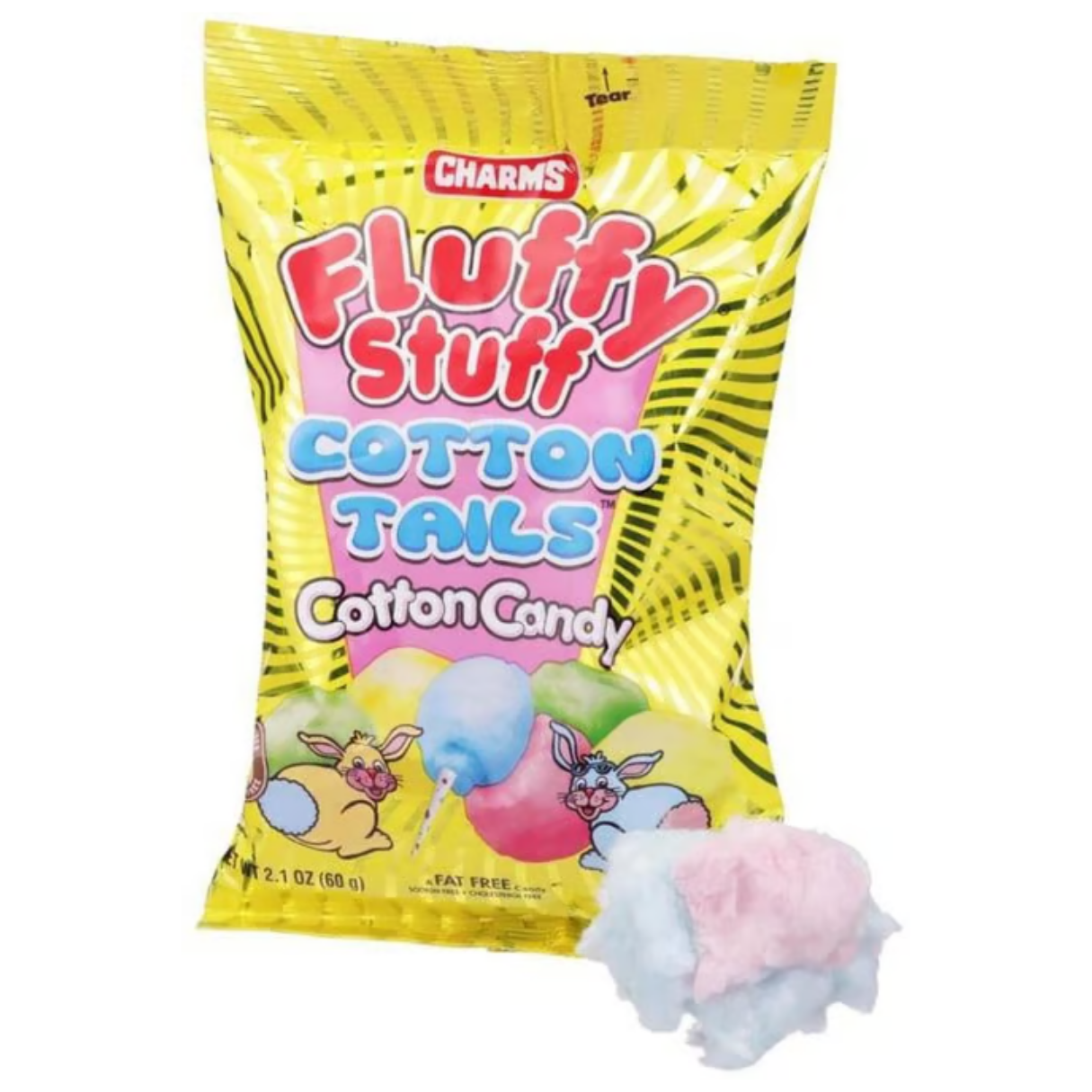 Charms Fluffy Stuff Cotton Tail Cotton Candy Peg Bag 2.1oz - 12ct