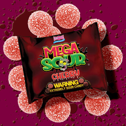 Barnetts Mega Sour Cherry Candy Packaging with Extreme Sour Candy Pieces
