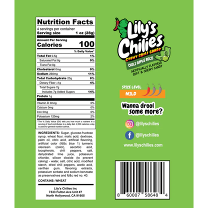 Lily's Chilies Chili Apple Belts Candy 4oz 24ct