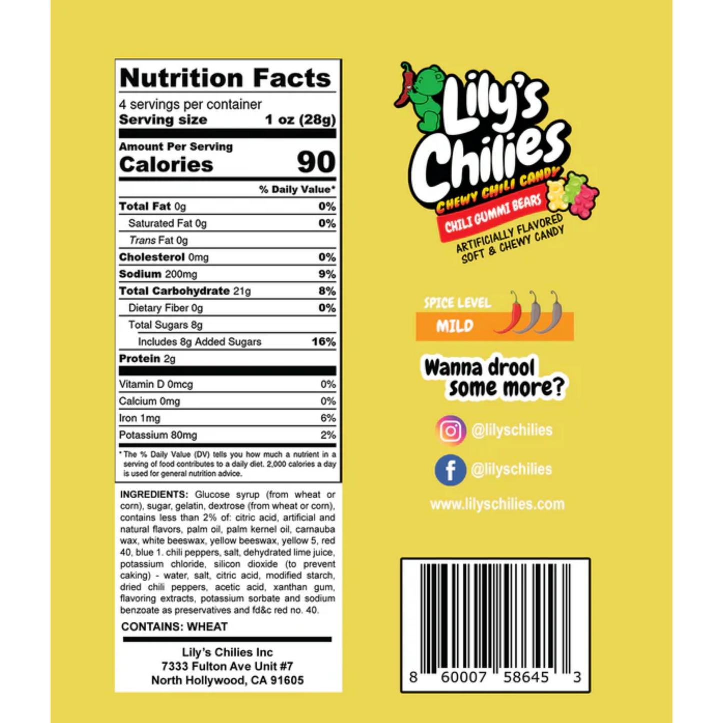 Lily's Chilies Chili Gummi Bears Candy 4oz 24ct