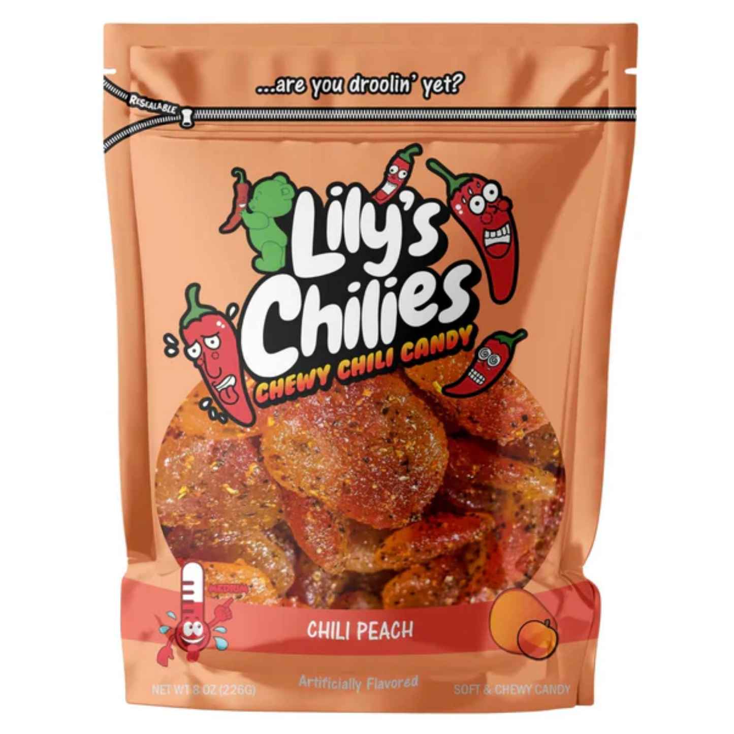 Lily's Chilies Chili Peach Gummies Candy 4oz 24ct