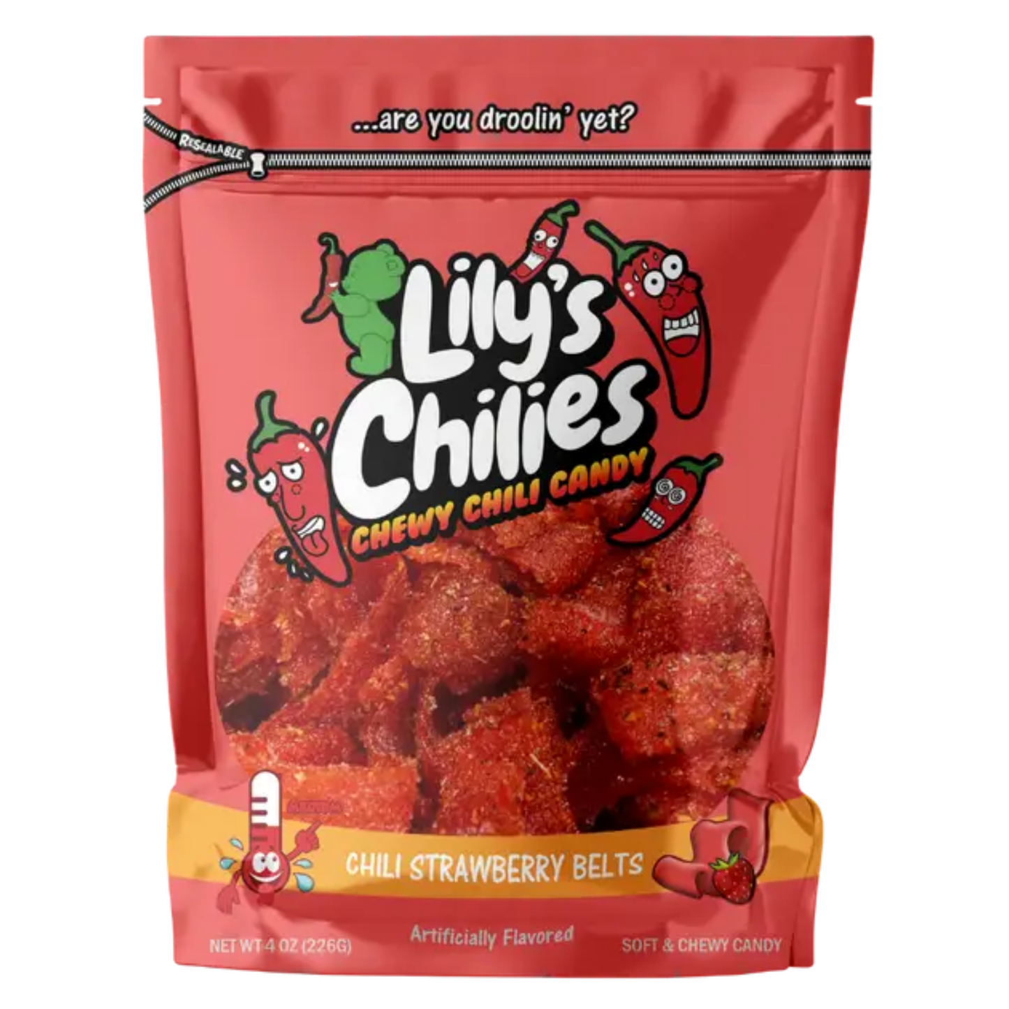 Lily's Chilies Chili Strawberry Belts Candy 4oz 24ct