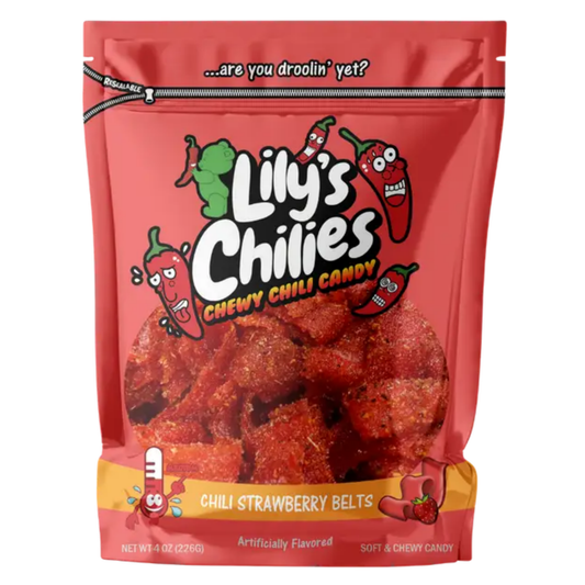Lily's Chilies Chili Strawberry Belts Candy 4oz 24ct