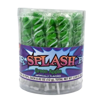 Albert's Splash Green Apple Swirl Lollipops .42oz - 30ct