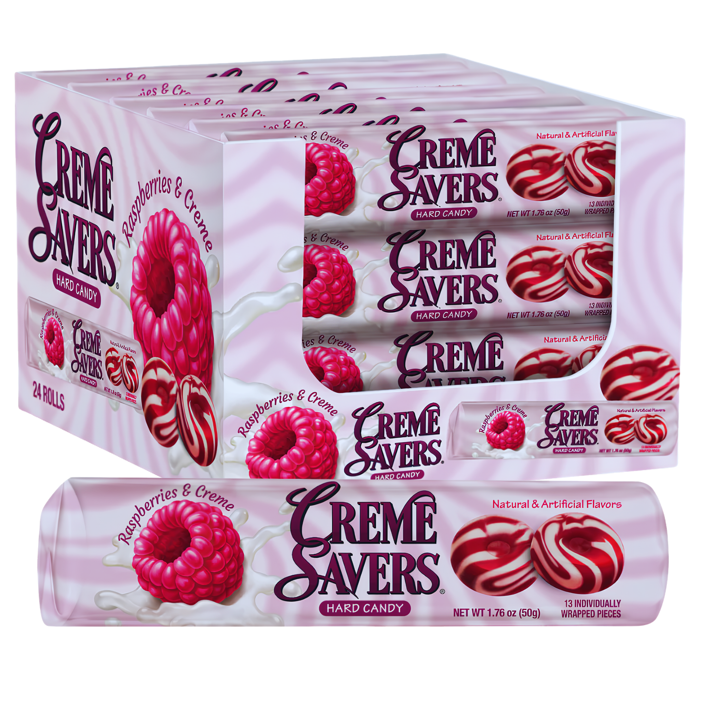 Creme Savers Raspberries & Creme Hard Candy 1.76oz 24ct