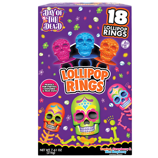 Day of the Dead Skull Lollipop Rings 7.61oz 216ct