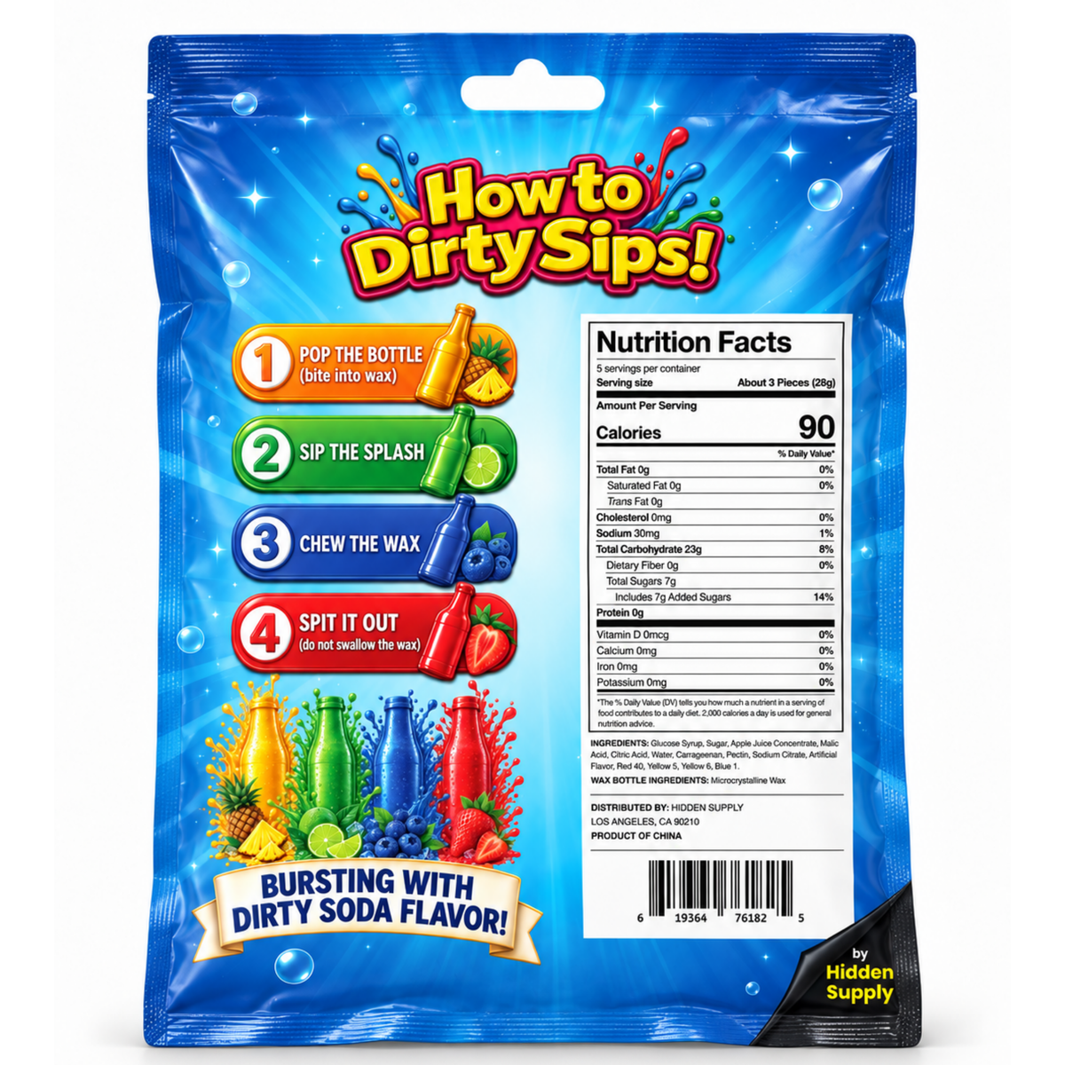 Dirty Sips Dirty Soda Wax Candy 5oz 12ct