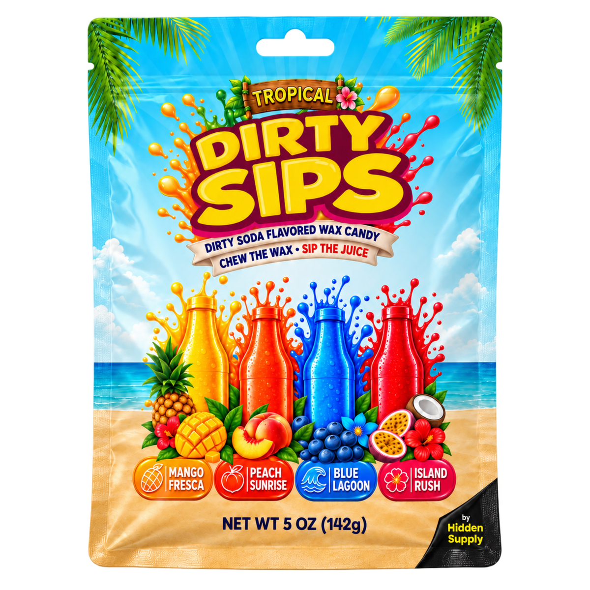 Dirty Sips Dirty Soda Wax Candy Tropical Mix 5oz 12ct