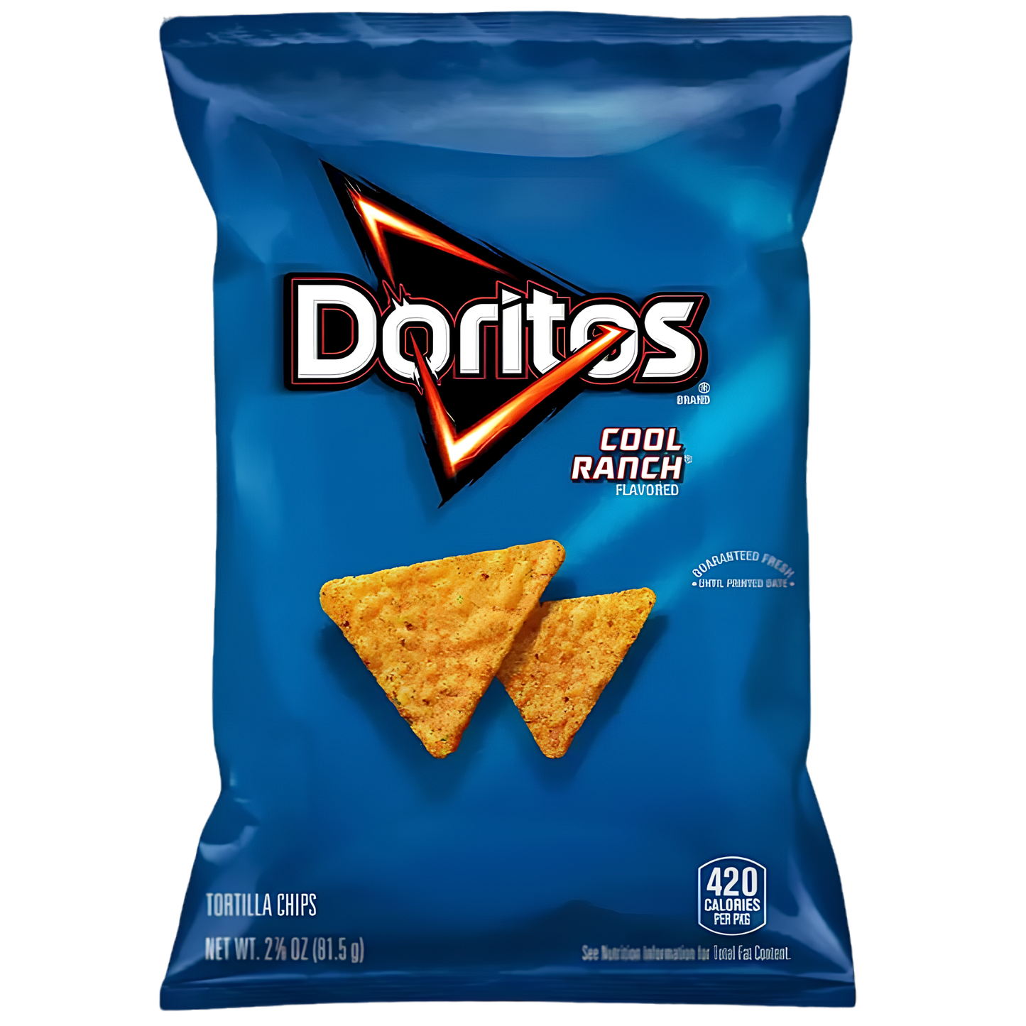 A bag of Doritos Cool Ranch Flavored Tortilla Chips.