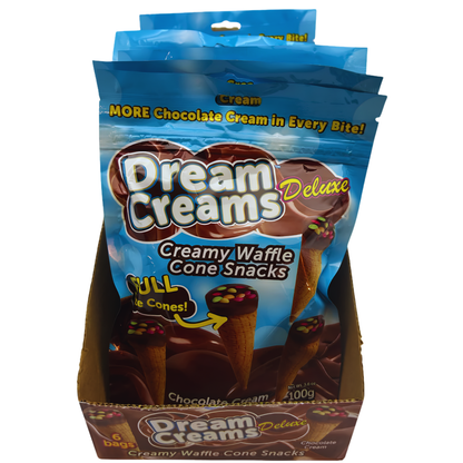 Dream Creams Chocolate Waffle Cones Tray 100g 6ct