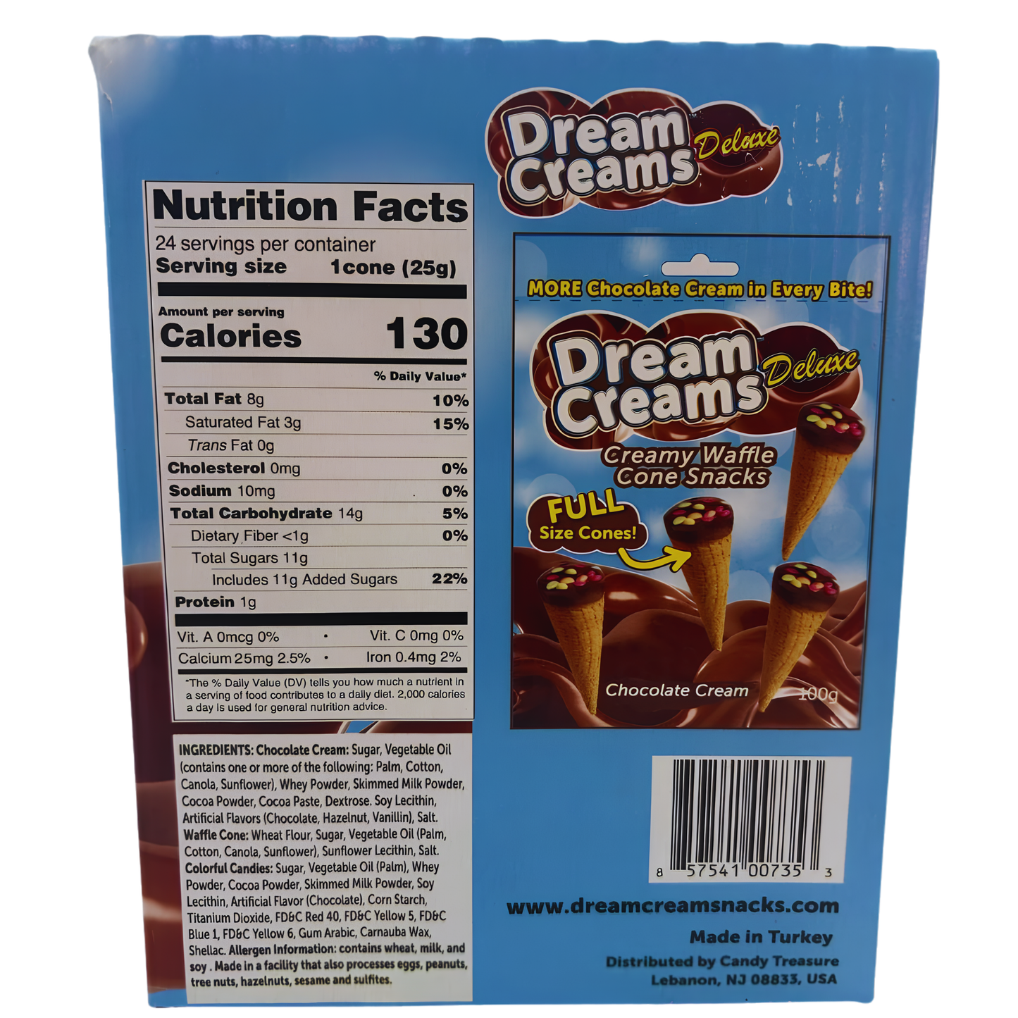 Dream Creams Chocolate Waffle Cones Tray 100g 6ct