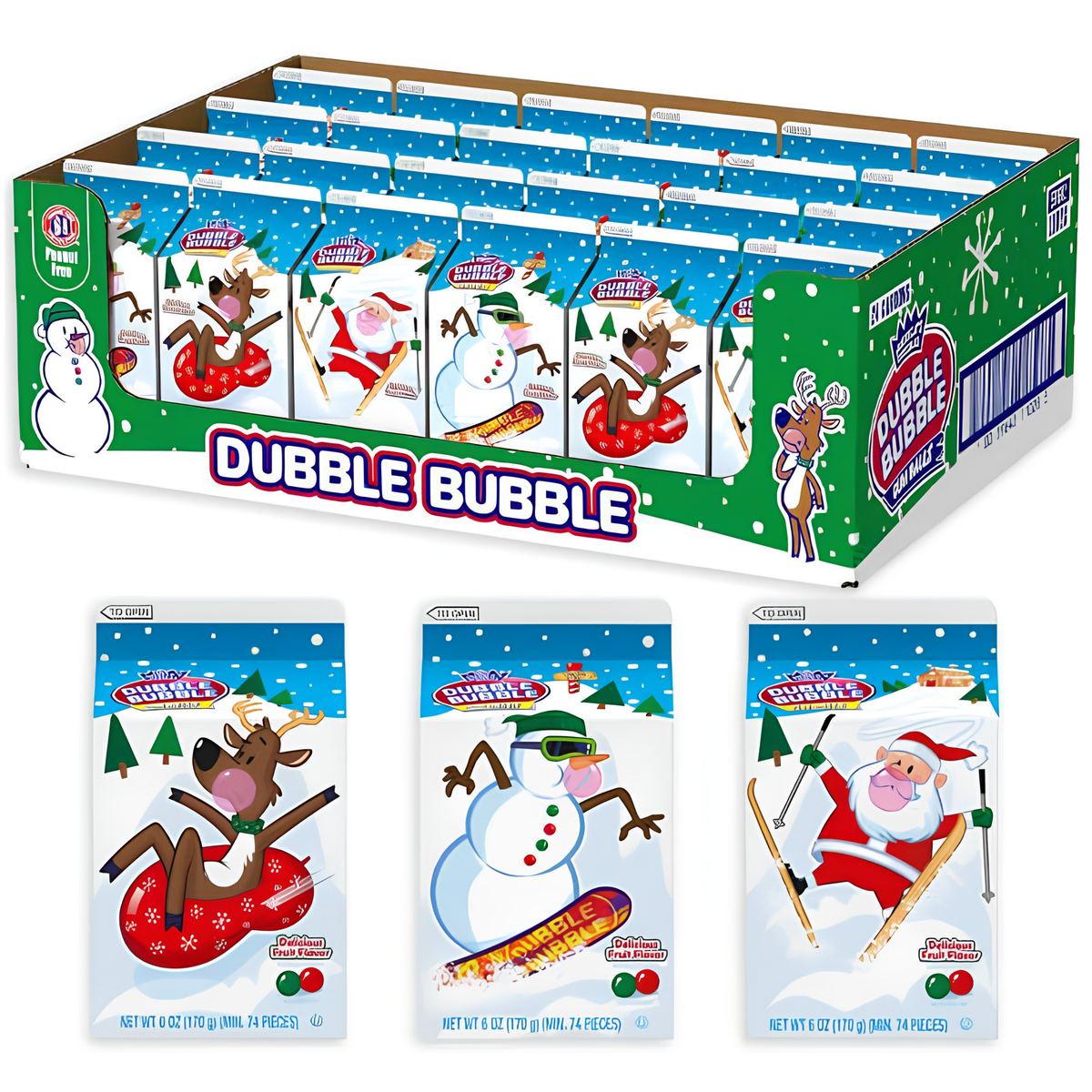 Dubble Bubble Christmas Holiday Bubble Gum Assortment 6oz 24ct