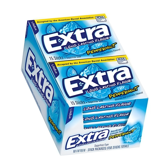 EXTRA Sugar Free Slim Pack Peppermint chewing gum with crisp refreshing mint flavor.