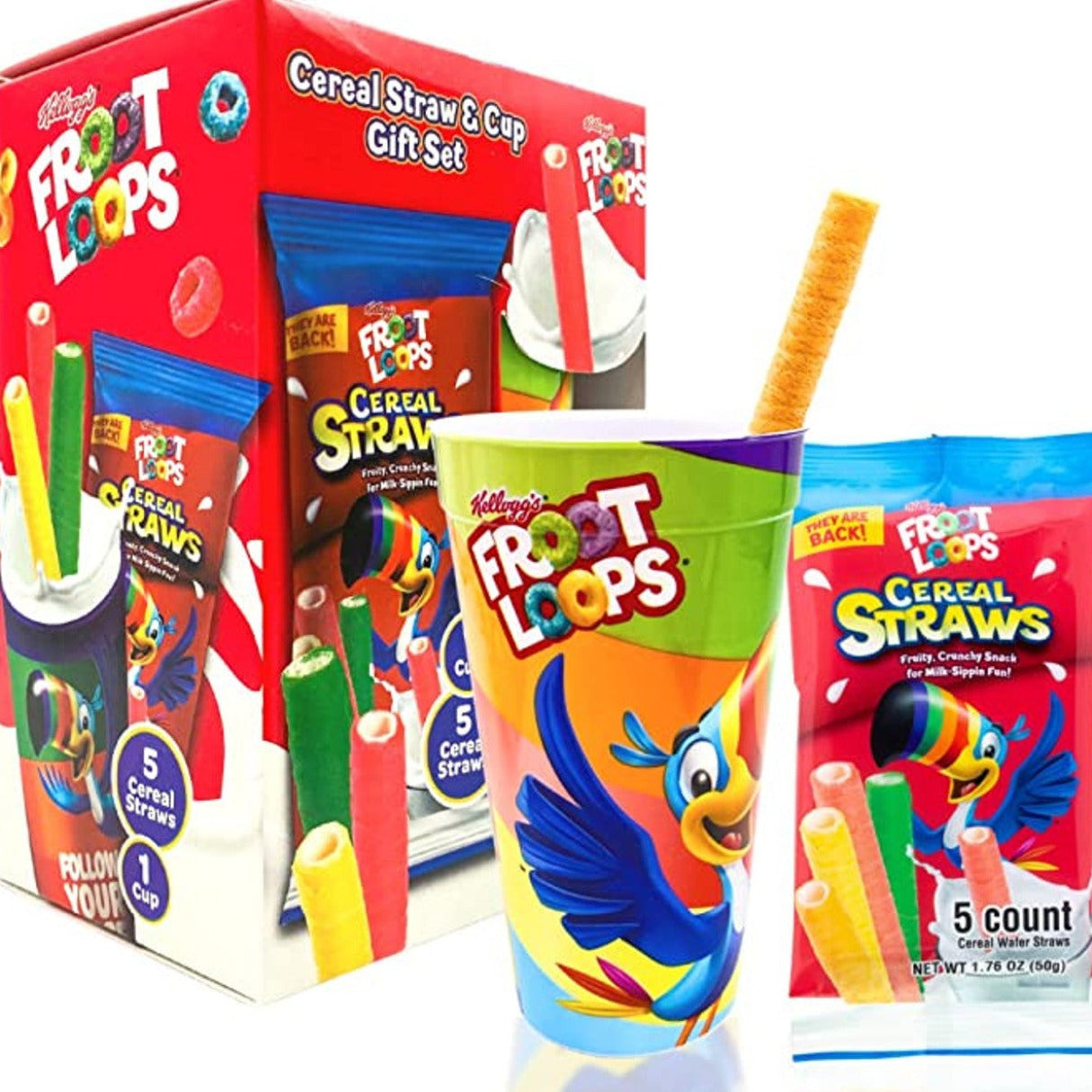Froot Loops Cereal Straws & Cup Gift Set  1.76oz - 6ct