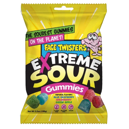 Face Twisters Extreme Sour Gummies 3.5oz 12ct ($1.78/pc)