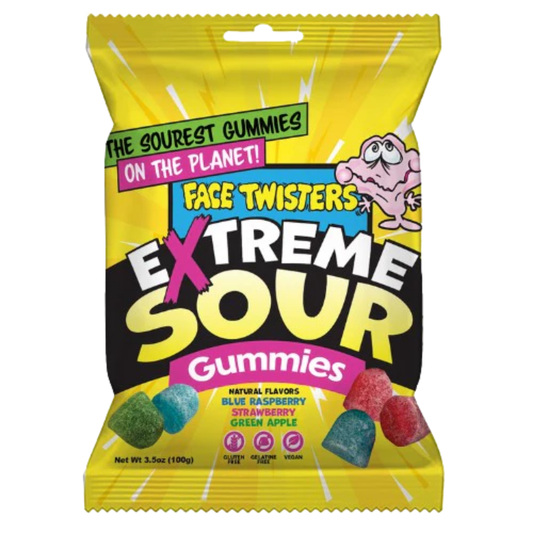 Face Twisters Extreme Sour Gummies 3.5oz 12ct ($1.78/pc)