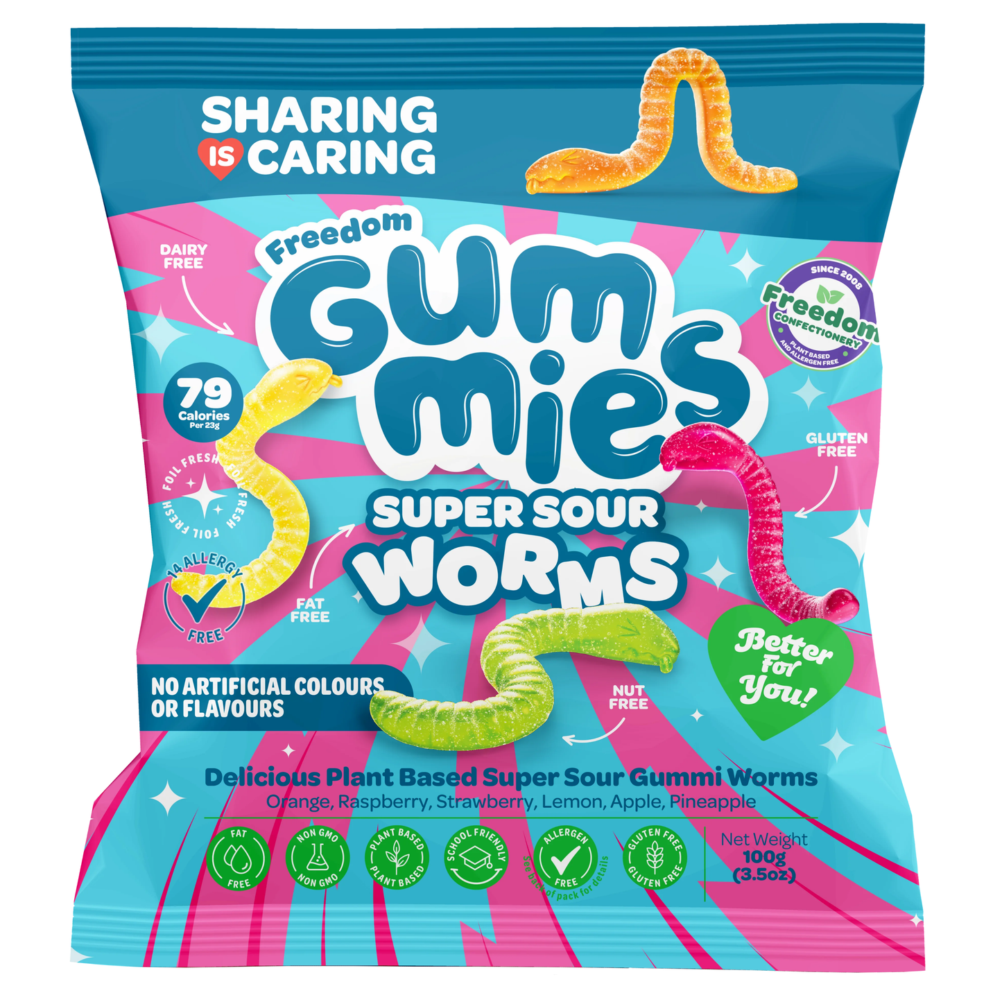 Freedom Gummies Sour Worms 6oz 18ct