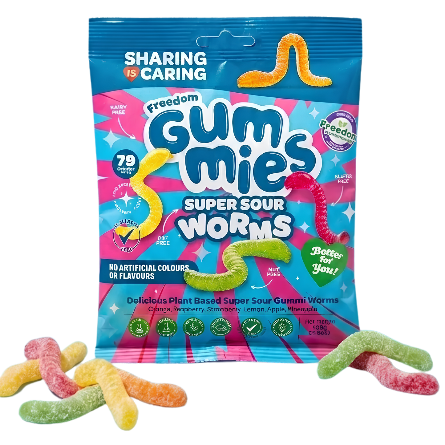 Freedom Gummies Sour Worms 6oz 18ct