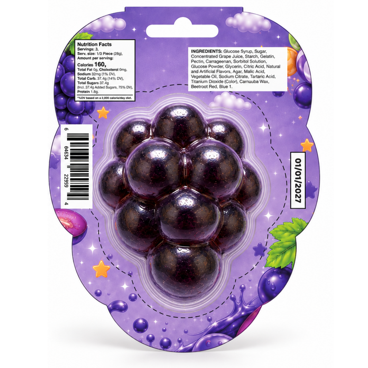 Giant Peelable Grape Gummy 4.76oz 12ct