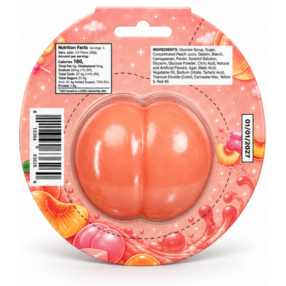 Giant Peelable Peach Gummy 4.76oz 12ct