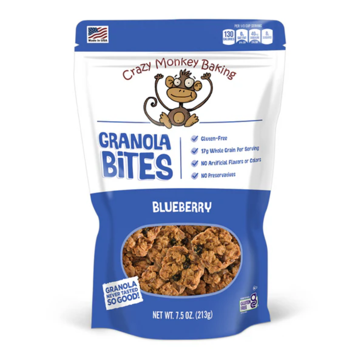 Granola Bites Crazy Monkey Baking Blueberry 7.5oz - 6ct