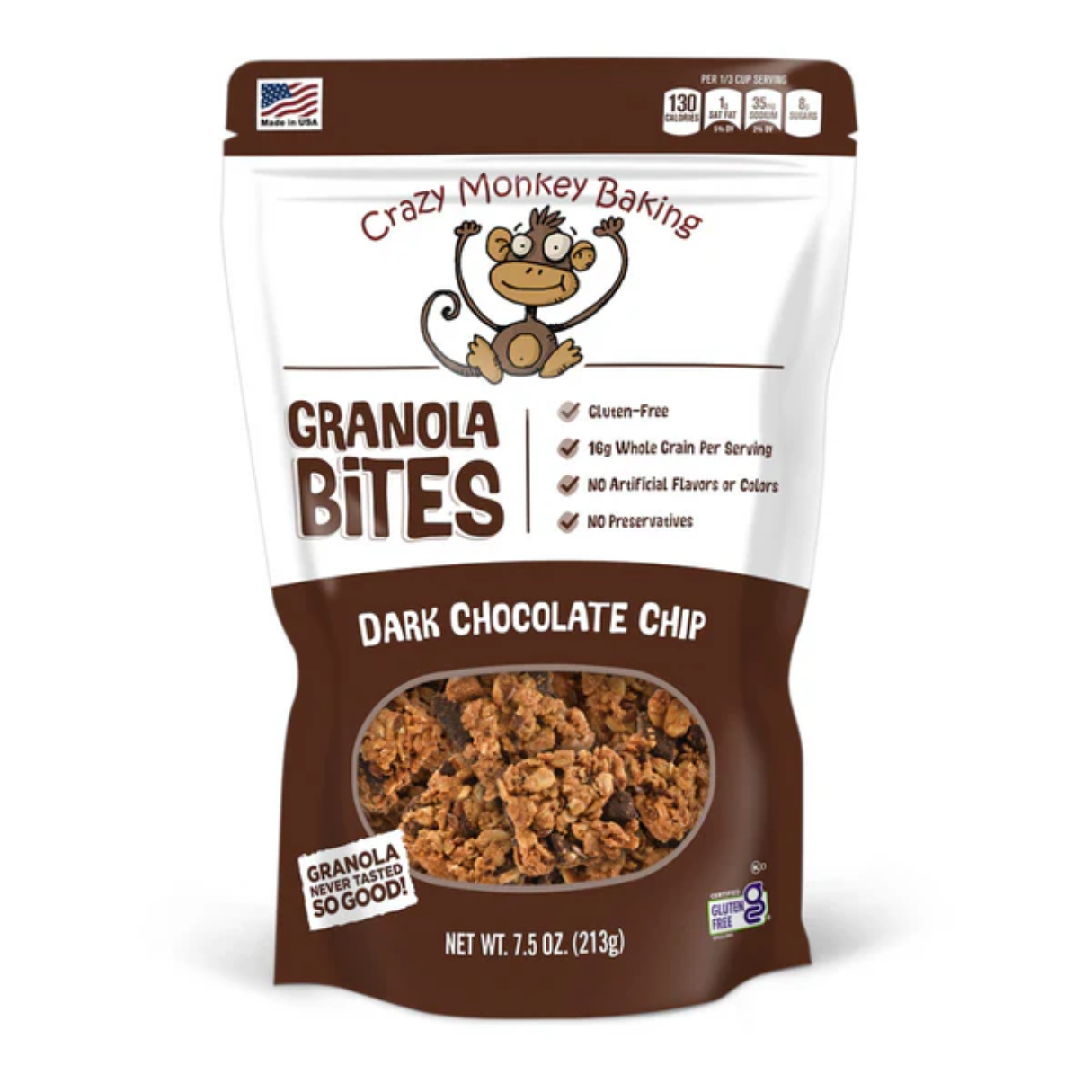 Granola Bites Crazy Monkey Baking Dark Chocolate Chip 7.5oz - 6ct