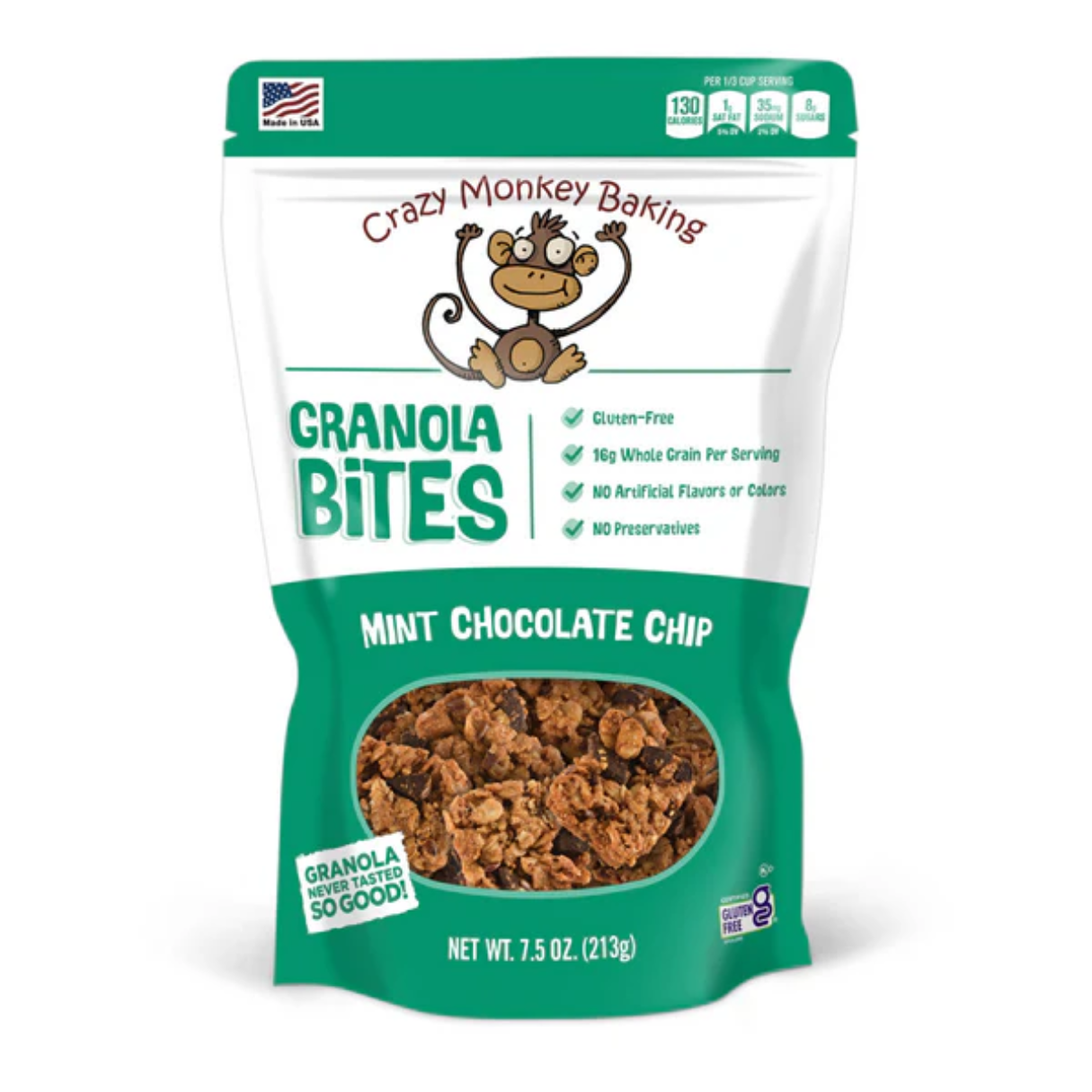 Granola Bites Crazy Monkey Baking Mint Chocolate Chip 7.5oz - 6ct