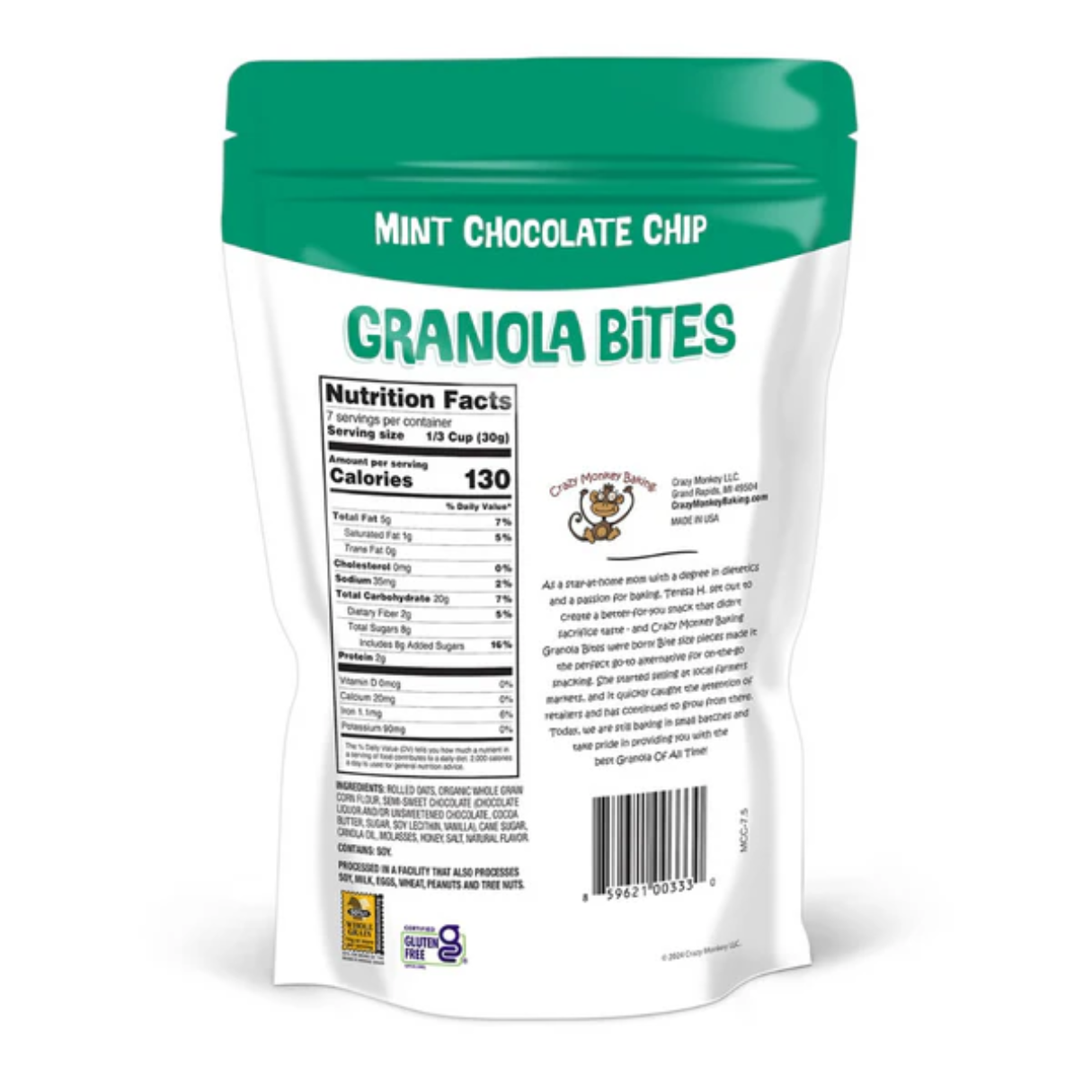 Granola Bites Crazy Monkey Baking Mint Chocolate Chip 7.5oz - 6ct