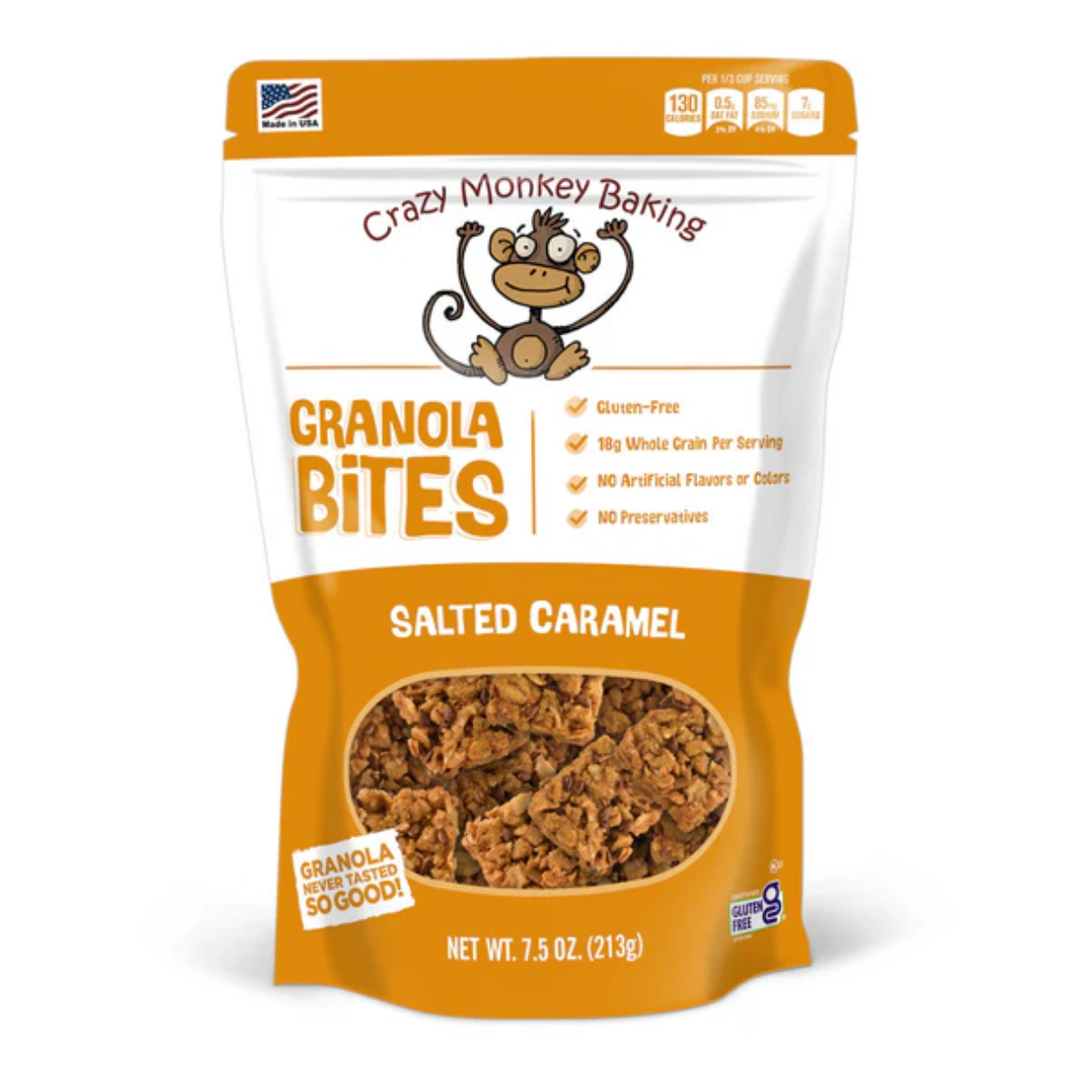 Granola Bites Crazy Monkey Baking Salted Caramel 7.5oz - 6ct