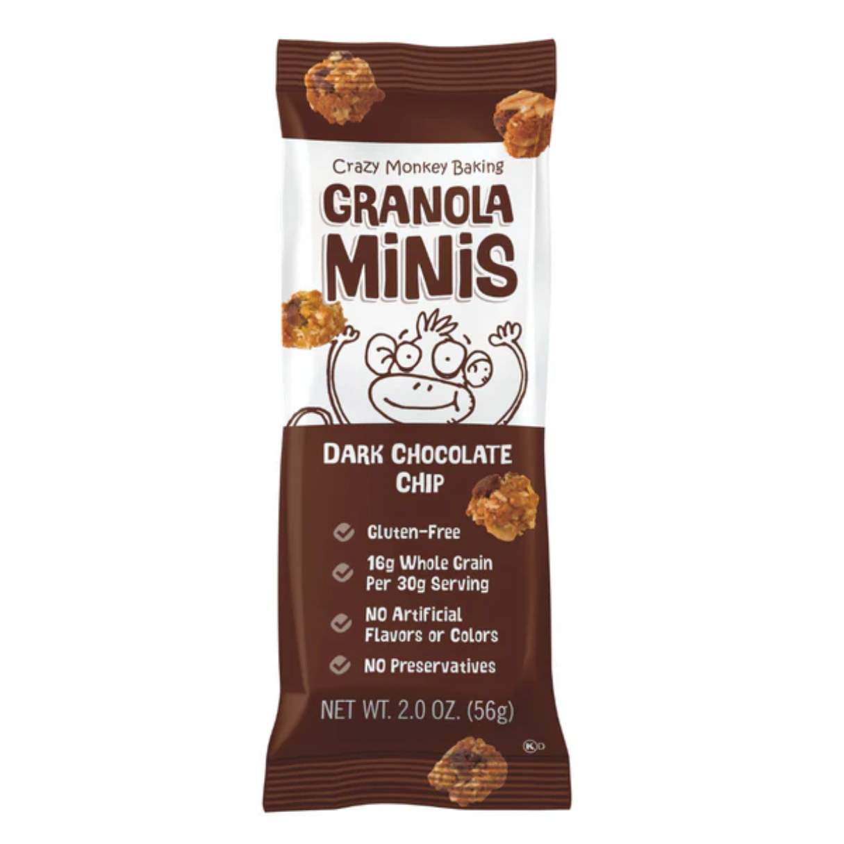 Granola Minis Crazy Monkey Baking Dark Chocolate Chip 2oz - 12ct