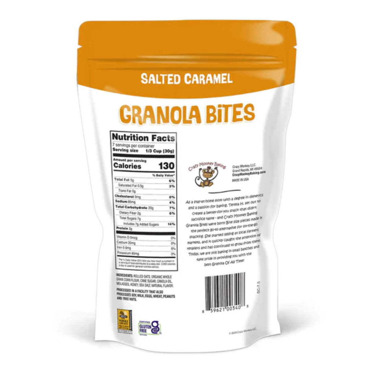 Granola Bites Crazy Monkey Baking Salted Caramel 7.5oz - 6ct