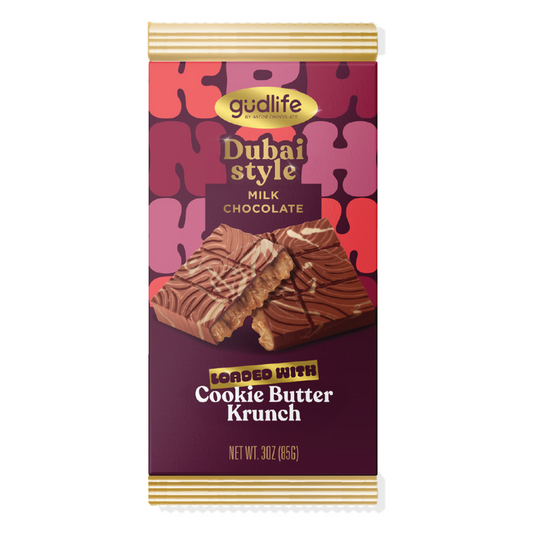 Gudlife Dubai Milk Chocolate Cookie Butter Bar 3oz - 24ct