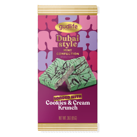 Gudlife Dubai Mint Chocolate Cookies & Cream Bar 3oz - 24ct
