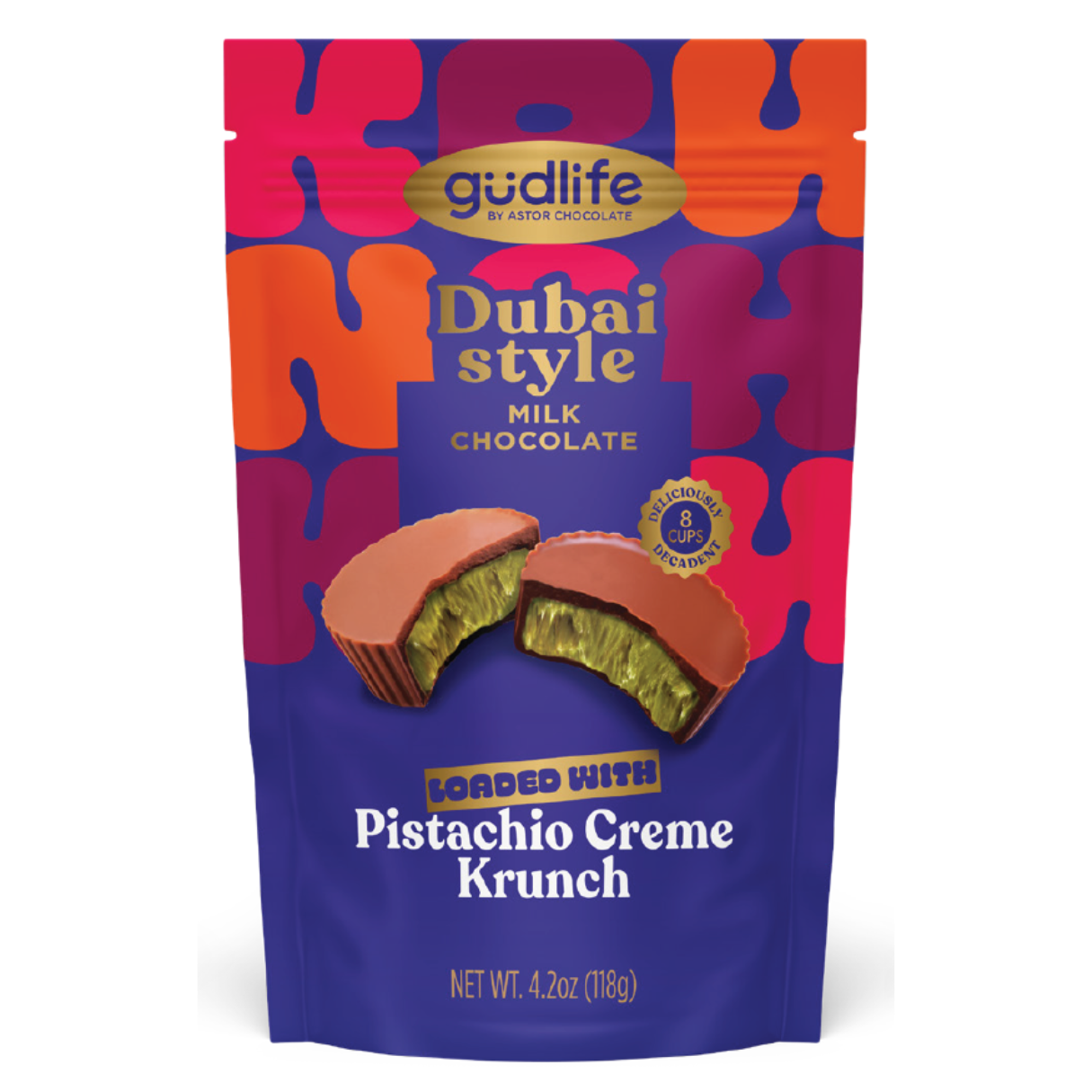 Gudlife Dubai Milk Chocolate Pistachio Creme Cups 4.2oz - 12ct