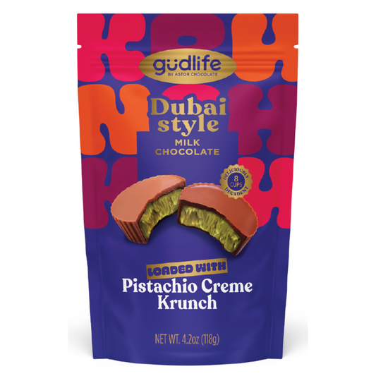 Gudlife Dubai Milk Chocolate Pistachio Creme Cups 4.2oz - 12ct