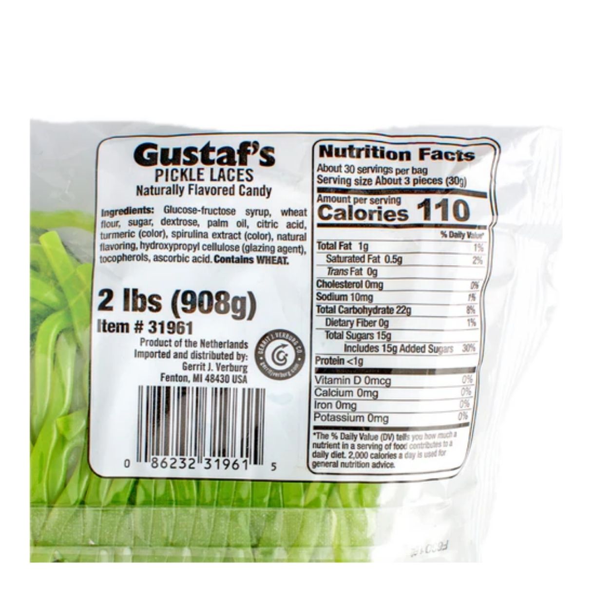 Gustaf's Pickle Laces Shoestring Licorice 2lb 10ct