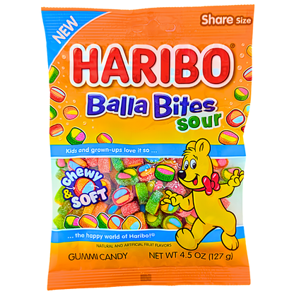 HARIBO Balla Bites Sour Gummy Candy 4.5oz 12ct