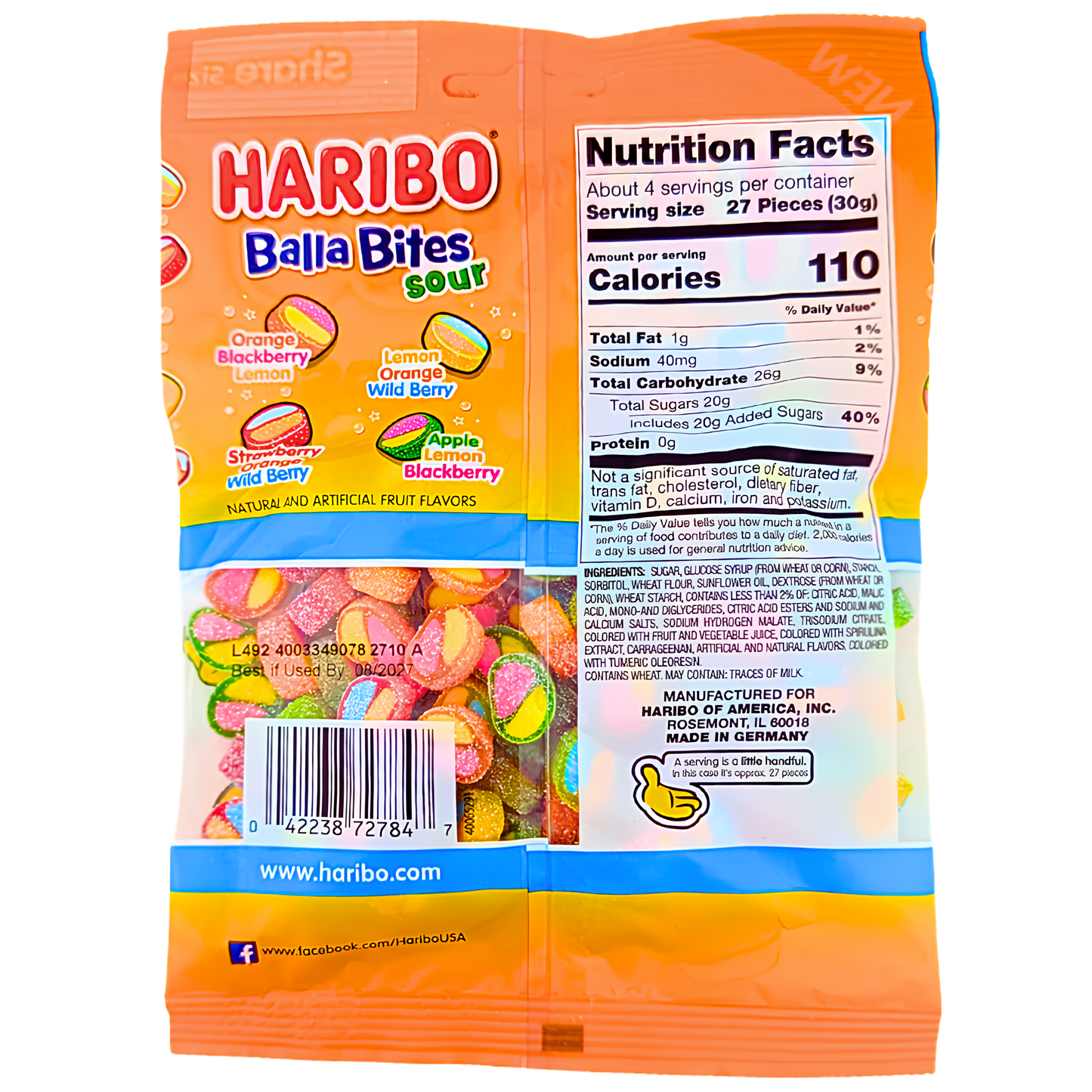 HARIBO Balla Bites Sour Gummy Candy 4.5oz 12ct