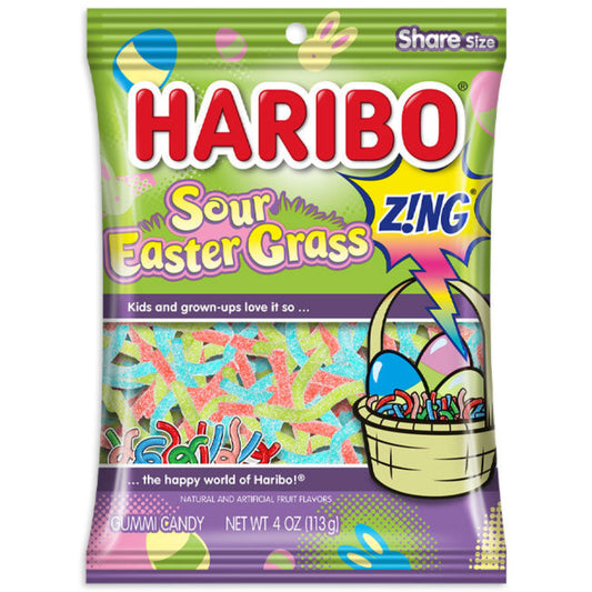 Haribo Sour Easter Grass Peg Bag 4oz - 12ct