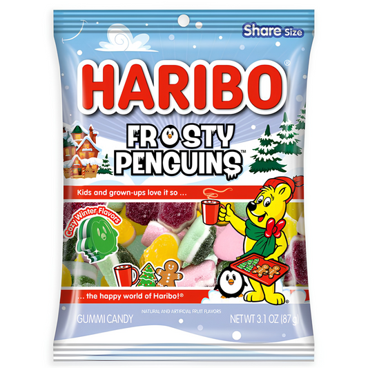 Haribo Frosty Penguins Gummies Peg Bag 3.1oz 12ct