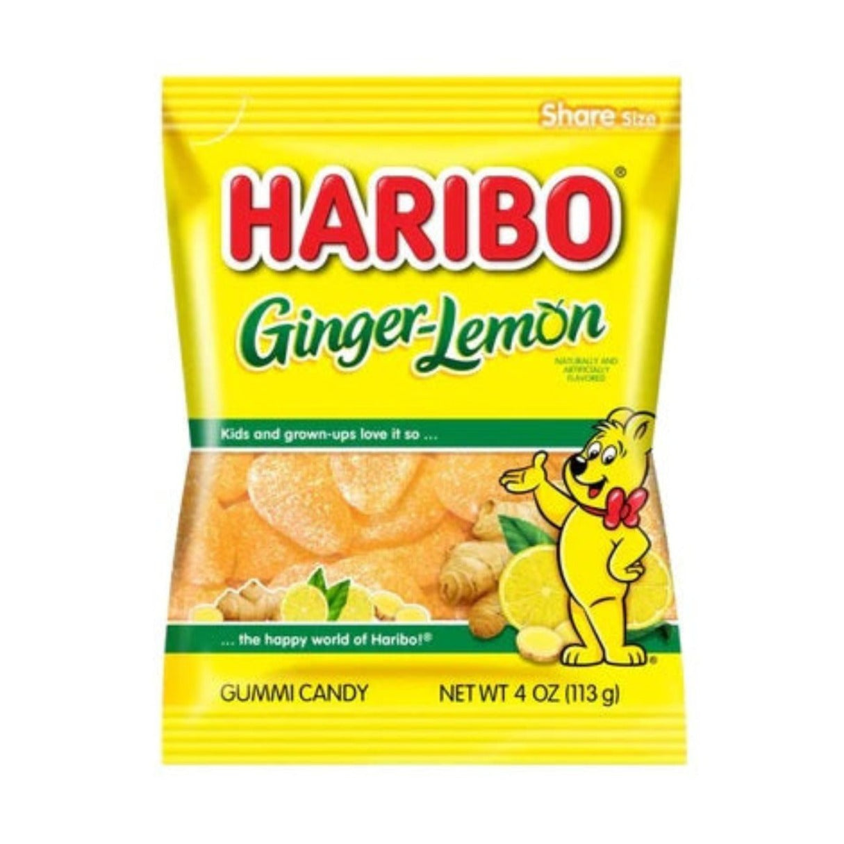 Haribo Ginger Lemon Gummi Candy 4oz -12ct