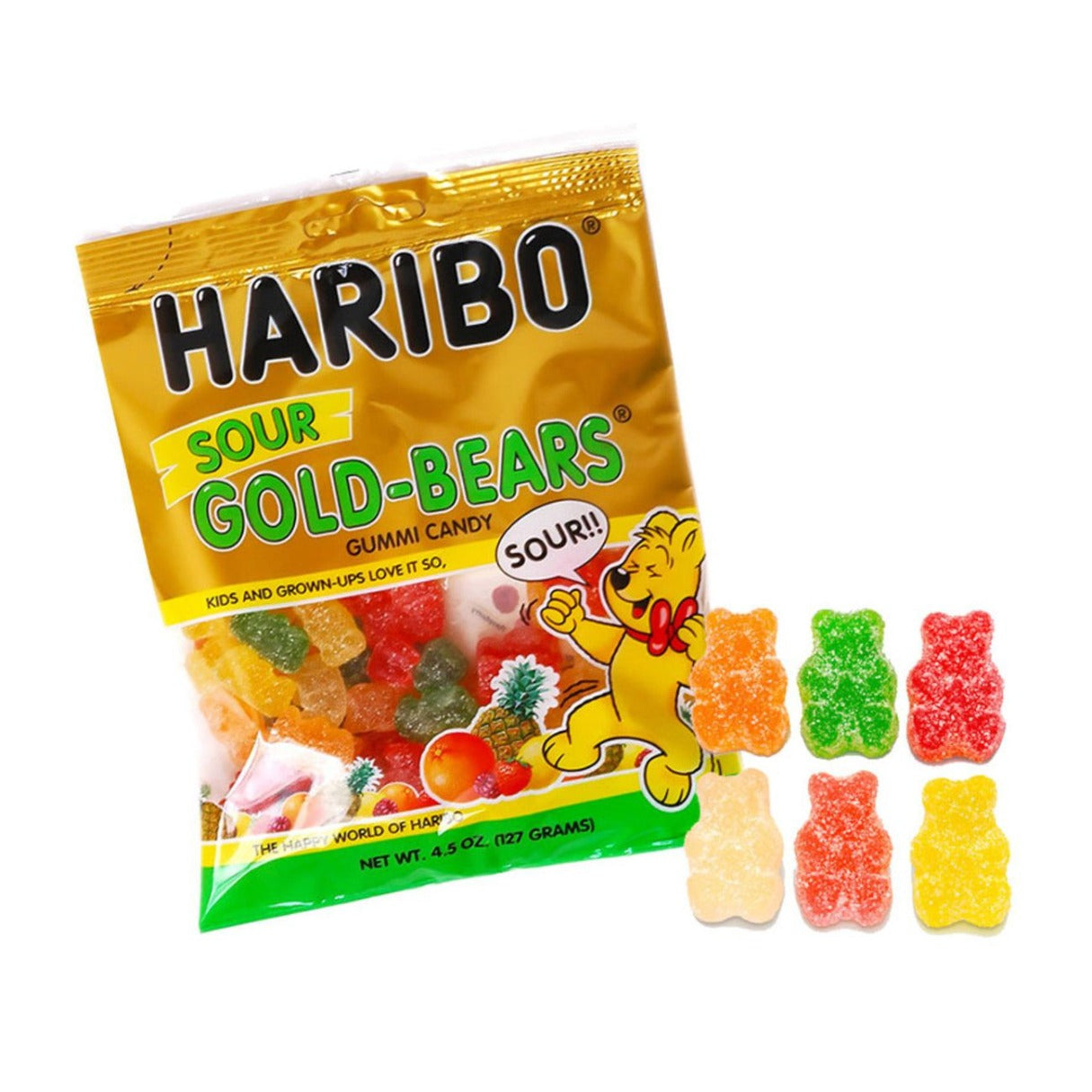 Haribo Sour Gold Bears Gummi Candy 4.5oz - 12ct
