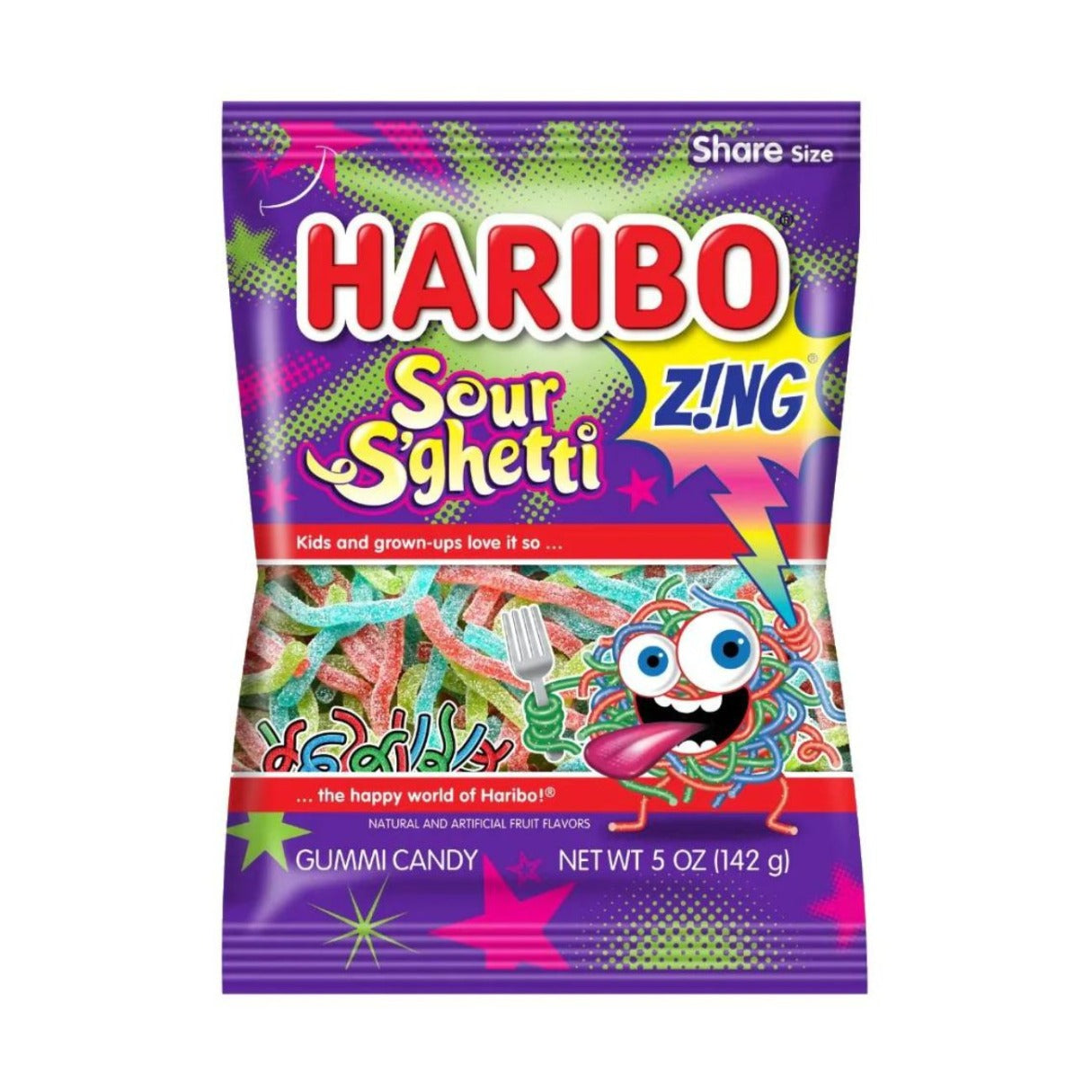 Haribo Sour S'Ghetti Gummi Candy 5oz - 12ct