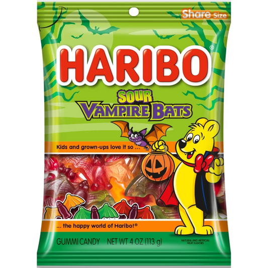 Haribo Sour Vampire Bats Peg Bag 4oz 12ct